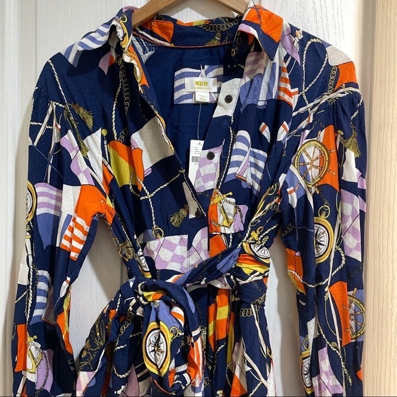 Nwt Anthropologie Maeve Mini Shirt Dress size XS Nautical Anthro New - Picture 8 of 11